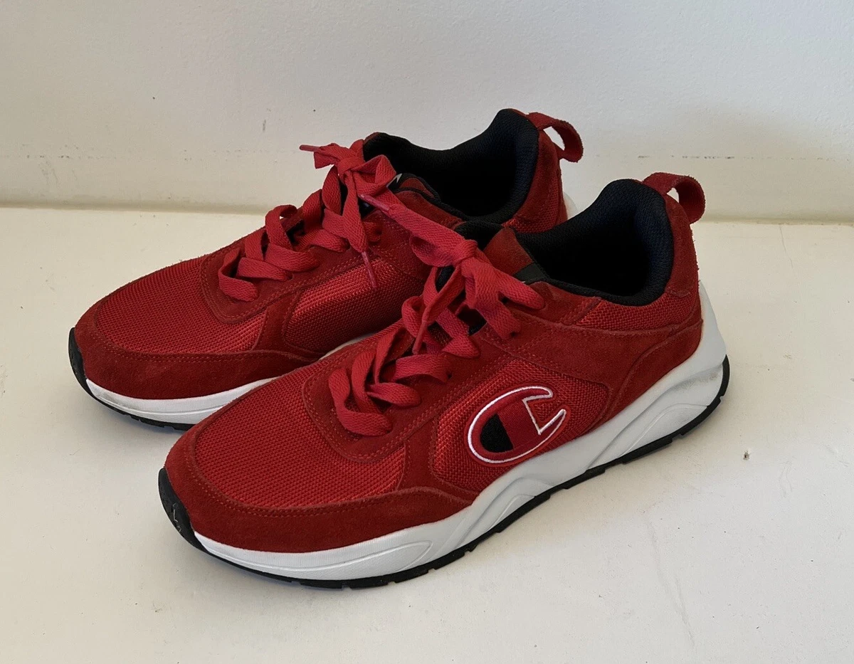 Men s Size 10 Champion Red Leather Nylon Athletic Shoes