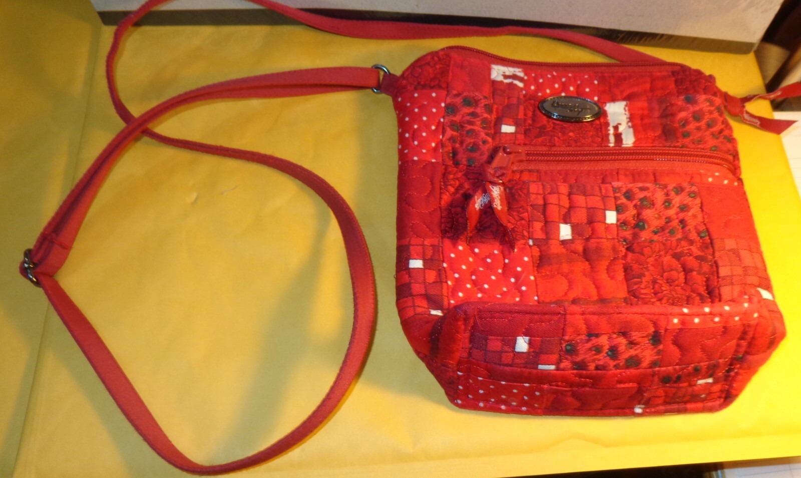 SWEET DONNA SHARP RED QUILTED PATCHWORK SHOULDER … - image 1