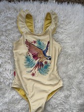 Fat face Young Crew Girls Sz. 4/5 Yellow Bird Design One Pc. Swimsuit. Adorable