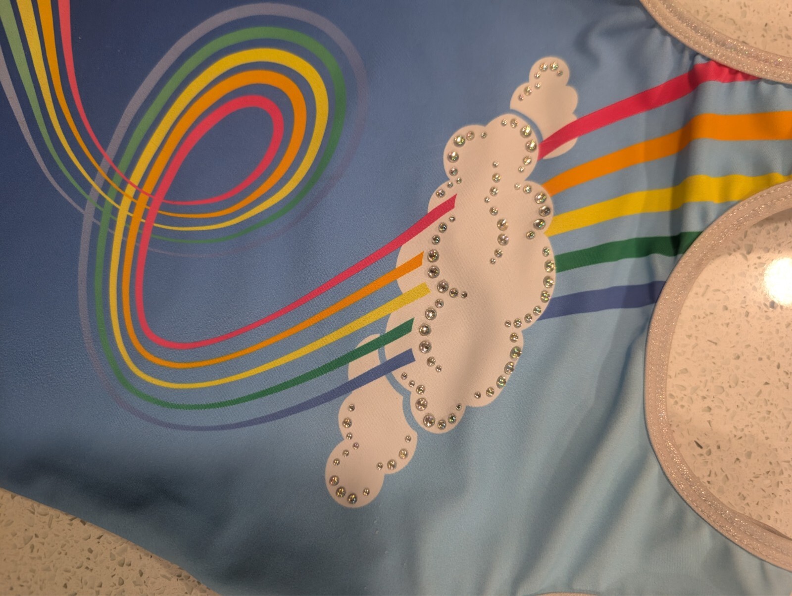 ADORABLE Destira Gymnastics Dance Leotard CM Child Medium Clouds Rainbow Keyhole