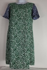 Ann Taylor Green blue Short Sleeve Shift Dress Size 4P career travel fall summer