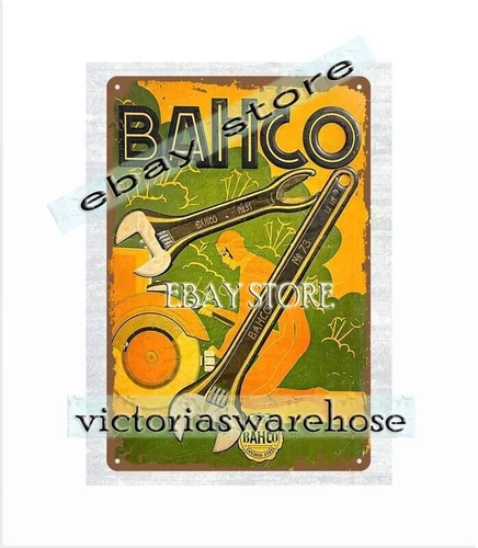 wrench spanner Bahco Drop-Forged Tools Swedish Steel metal tin sign