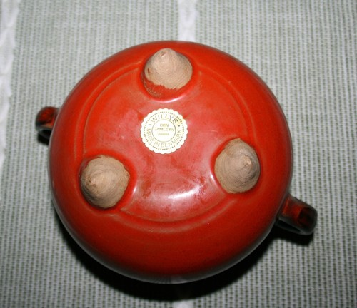 Willys Den Gamle By Aarhus Denmark Orange Black Ombre Handled Cauldron Pot Bowl - Picture 4 of 5