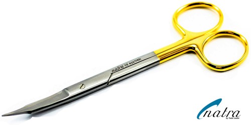 3x TC Goldman Fox Scissors curved 13cm Dental surgical Micro shears gold - Picture 2 of 6