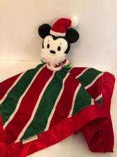 Hallmark IttyBittys Disney Santa Mickey Blankie Lovey Security Christmas Stripe