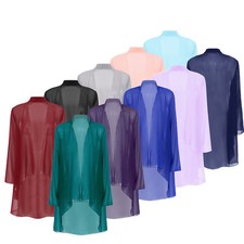 Womens Casual Sleeve Sheer Open Front Cardigan For Evening Wedding Cover up