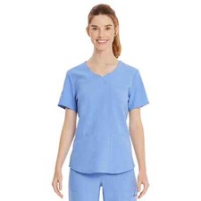 Scrubstar Women's Core Essentials Sweetheart V-Neck Light Blue Scrub Top Size XS