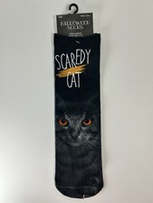 Halloween Scaredy Cat Novelty Crew Socks Size 4-10