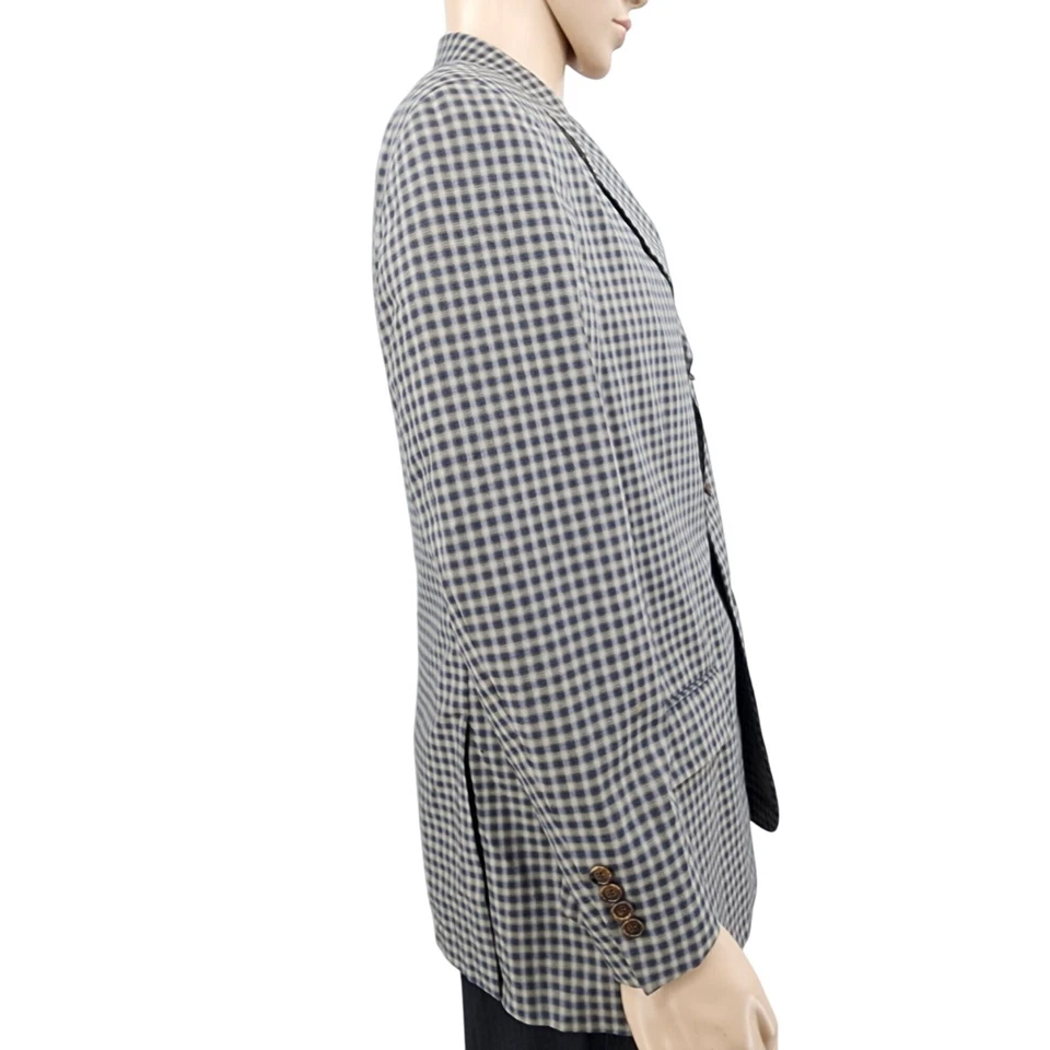 Jaqueta Blazer de Lã Xadrez Vintage Nordstrom Nathan David, Masculina 40S - Imagem 3 de 4