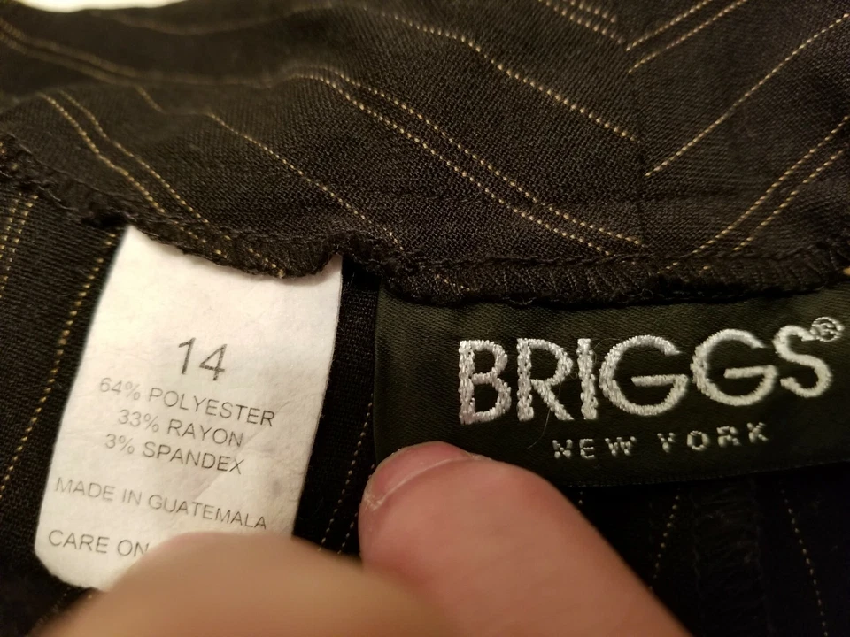 Pantalones Briggs New York para mujer talla 14 negro marrón a rayas Foto 2 de 4
