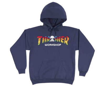 Thrasher x Alien Workshop Spectrum Navy Blue Hoodie Sweatshirt