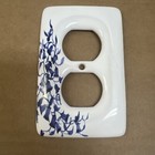 Leviton Porcelain Ceramic Outlet  Plate Cover White & Blue Floral Electrical