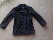 Vintage Express Coat Juniors Size 7/8 Gray Wool Peacoat Outerwear Pockets