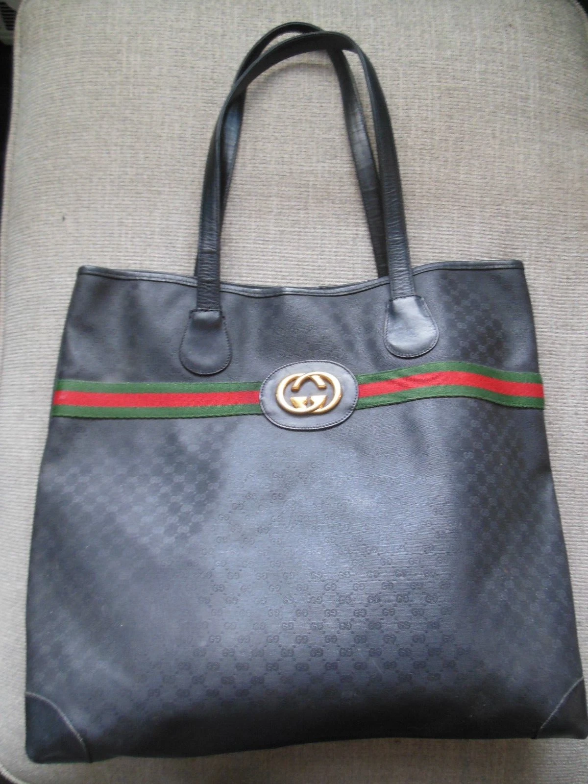TOTE SHOPPER VINTAGE PVC GUCCI LINEA SHERRY NERO OPHEDIA