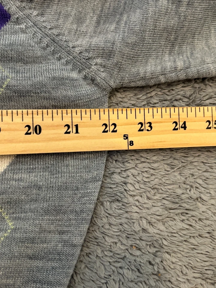 Footjoy FJ 1/4 Zip 100% Wool Sweater Men’s Medium Golf Pullover Sweater Argyle - Image 4 of 4