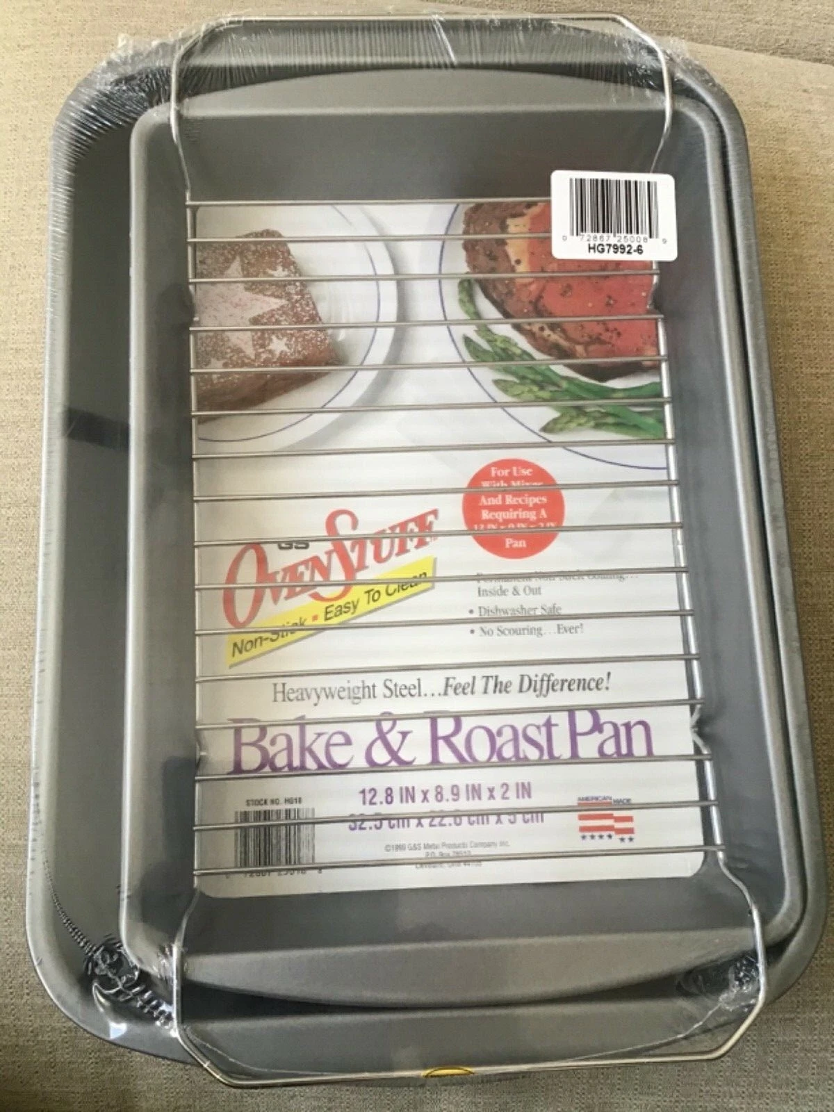NEW 2 Non-Stick “G&S OVEN STUFF” Bake / Roast / Cake PAN SET & Rack Made in USA