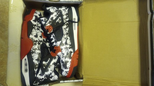 Nike Size 8.5 - Air Jordan 4 Retro Tattoo Tennis Shoes New in Original Box - Picture 1 of 5