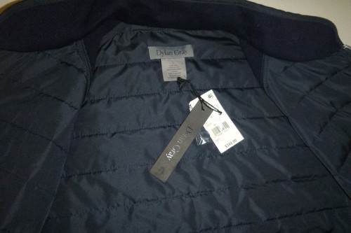 dylan gray mens designer full zip blue knit wool coat- puffer jacket sz: Lg-navy - Picture 10 of 12