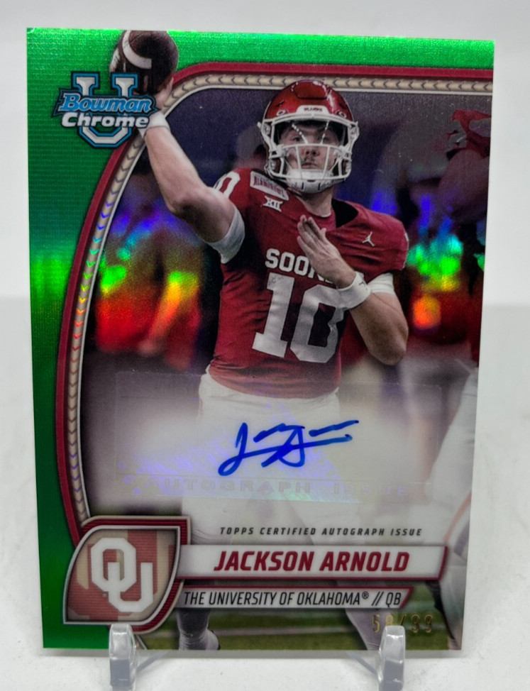 2024 Bowman Chrome University Jackson Arnold Auto Green Refractor /99 #PA-JAR