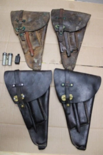 4 WW2 Military Issue Swedish Husqvarna Lahti Pistol Leather Holster M40 9mm 4