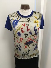 PENNYBLACK (Italian Label) BLUE MULTICOLOURED ABSTRACT SILK FRONT TOP sz S NWOT