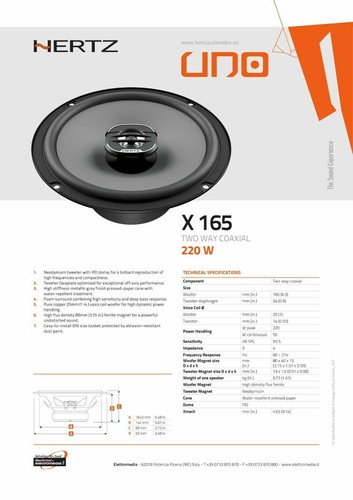 Coppia Altoparlanti Casse Anteriori Hertz X165 220W +Adattatori per Lancia Musa - Foto 12 di 13