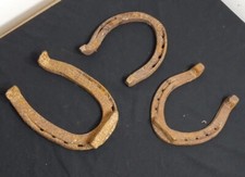 Lot of 3 Old Vintage Rusty Iron Horseshoes western primitive Large/20b