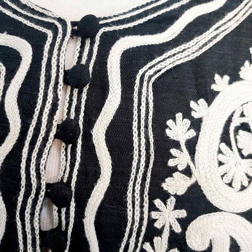 Joie 100% Silk "Jaslyn" Black Embroidered Boho Dress Size Small - Picture 4 of 13