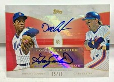 Dwight Gooden / Gary Carter 2021 Topps Dynamic Duals Autograph Auto Red #'d 5/10