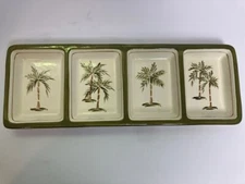 Palm Tree Divided Snack Tray Hand Painted Palm Gourmet Beach Palmtree 17"×6.25"