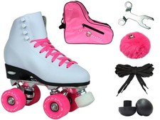 Epic Classic White  Pink Roller Skates Package