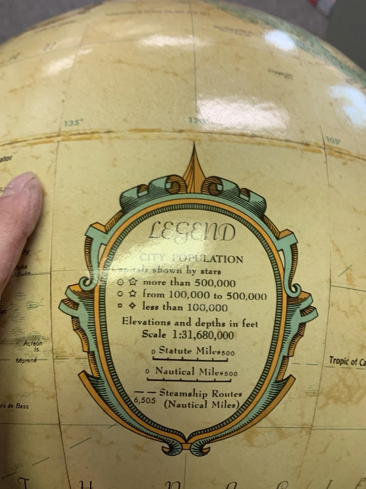 "Globo de piso vintage Mid-Century Replogle de 16 pulgadas" Foto 3 de 4