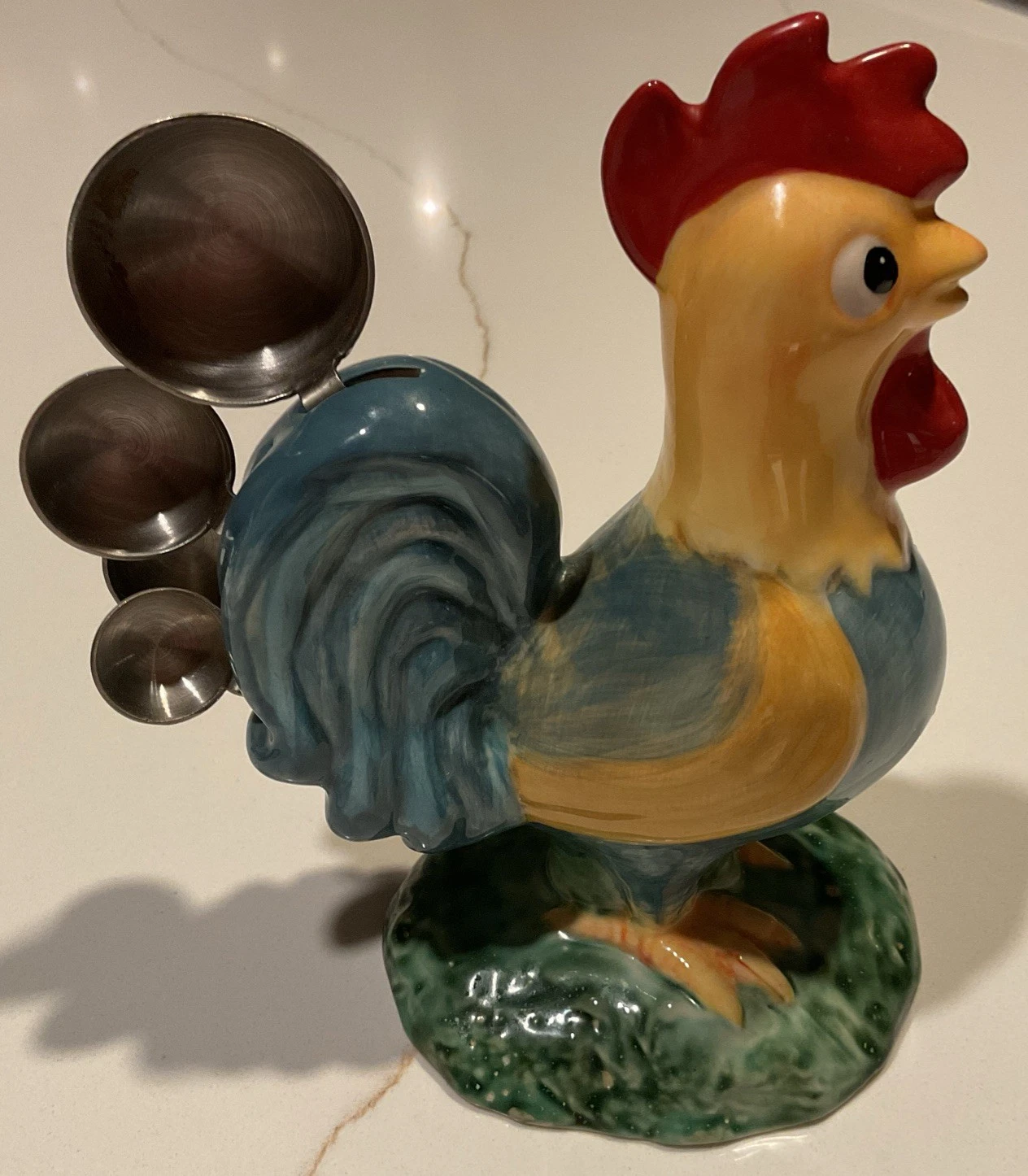 Vintage Chicken Rooster Measuring Spoon Holder With Original FOUR 4 SPOONS
Opens in a new window or