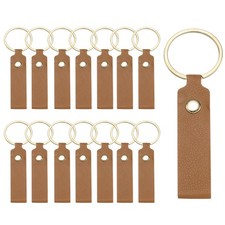 20 Pcs PU Leather Laser Engraving Keychain Blanks Brown, 3.7" x 0.7" 