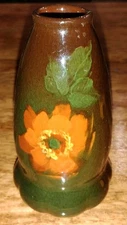 Beautiful Antique Weller Bud Vase with Poppy 