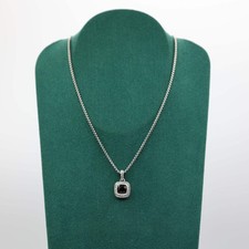 David Yurman 925 Sterling Silver Black Onyx and White Diamonds Necklace
