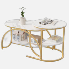 2er Set Beistelltisch mit Ablagen Couchtisch Kaffeetisch Sofatisch Wohnzimmer DE