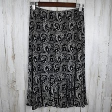 Vintage Black Paisley Midi Skirt Women's Small S Flowy Western Boho Drapey Y2K