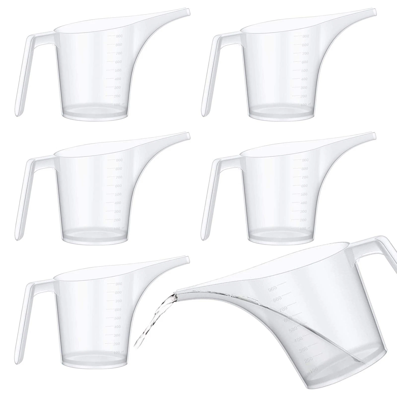 6 Pieces 1000ML/34Oz Funnel Pitcher Liquid Measuring Cup Set Pancake Batter P...