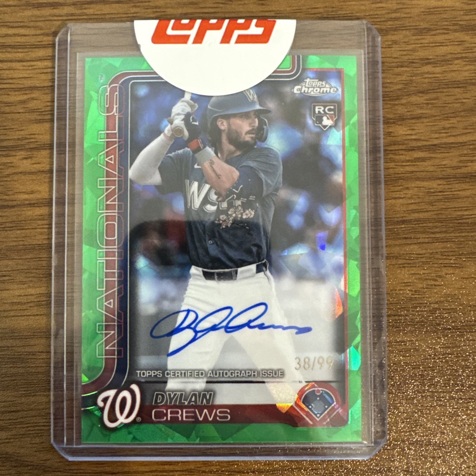 Dylan Crews 2025 Topps Chrome Sapphire Green Rookie Auto Redemption /99 RC