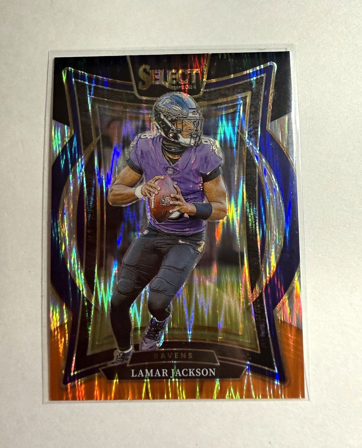 Panini 2024 Select Concourse - Lamar Jackson - Black Orange Shock Prizm  #35