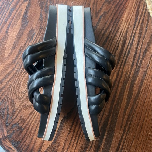 Time and Tru Bubble Cross Strap Sorel-like Sandal Black Camel White Women's Sz 7 - Picture 5 of 7