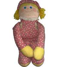 Vintage 1984 Fisher Price Crib Friends Pink Girl Doll 12" Rattle Plush