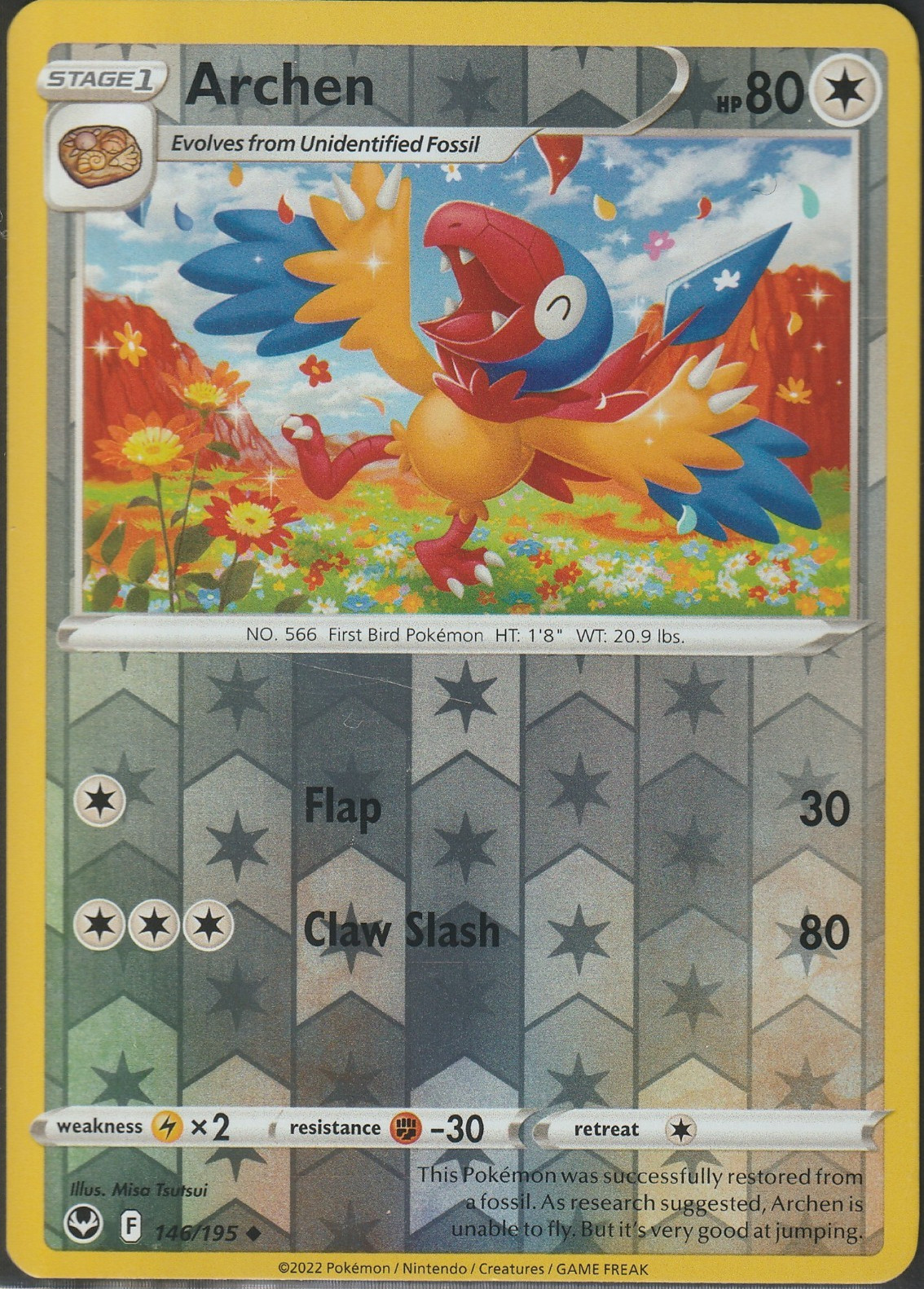 Pokemon -  Silver Tempest - Archen  - 146/195 - Reverse Holo - LP