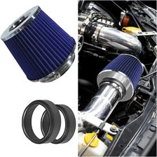 Clamp-On Air Intake Filter, High Flow Closed-Top Cool Air Filter Silver&Blue