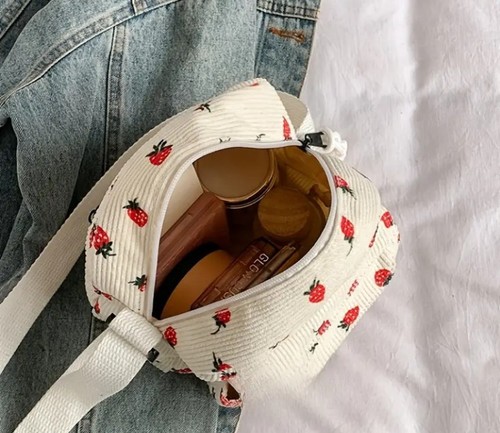 Lustige modische Umhängetasche Schulterriemen Handtasche Wild Strawberry Print Cord - Bild 4 von 24