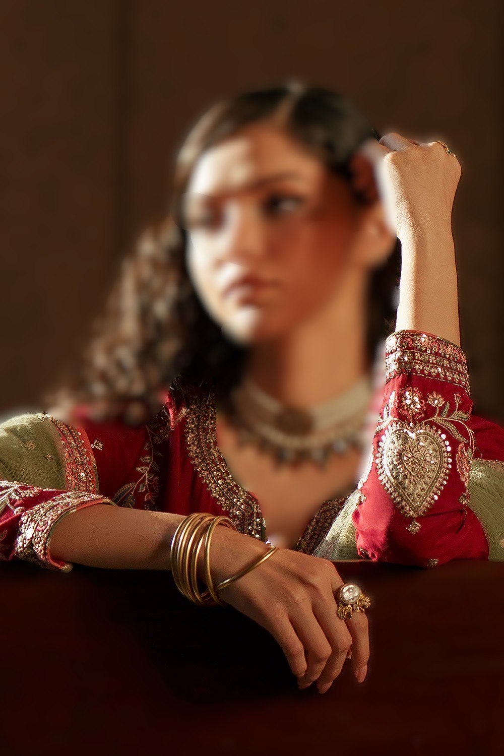 Pakistani Embroidered 3PC Suit Grape Wine Maroon Palazzo Party Wear Wedding Form image 8