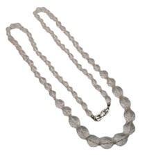 Vintage Givenchy Graduated Clear Glass Necklace 39” 8–15mm Opera Signed