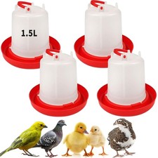 4 Pack 1.5L Gravity-Fed Chick Waterer   Hanging Poultry Drinker Kit  No-Spil...