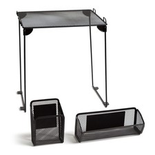 U Brands 3-Piece Locker Organizer Shelf, Magnetic Mesh Cup And Bin, Black